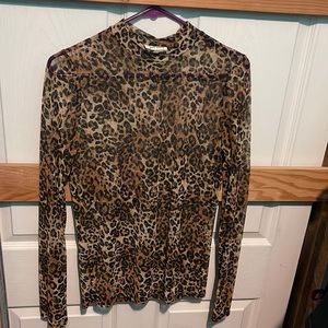 Mesh cheetah print long sleeve